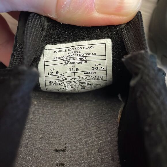 Merrell Jungle Moc Little Boys Size 12.5 Black Suede Slip On Shoe - Picture 6 of 9